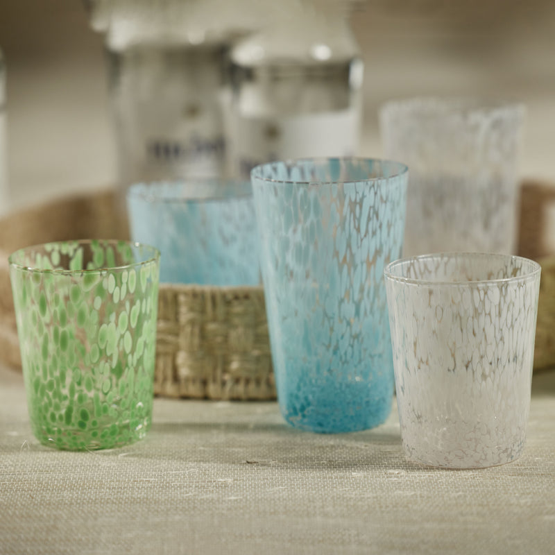 Zodax Willa Speckled Highball Glasses, Aqua, Set of 6