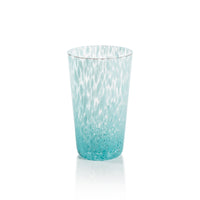 Zodax Willa Speckled Highball Glasses, Aqua, Set of 6