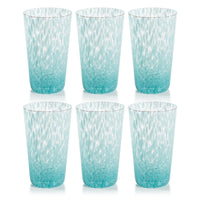 Zodax Willa Speckled Highball Glasses, Aqua, Set of 6