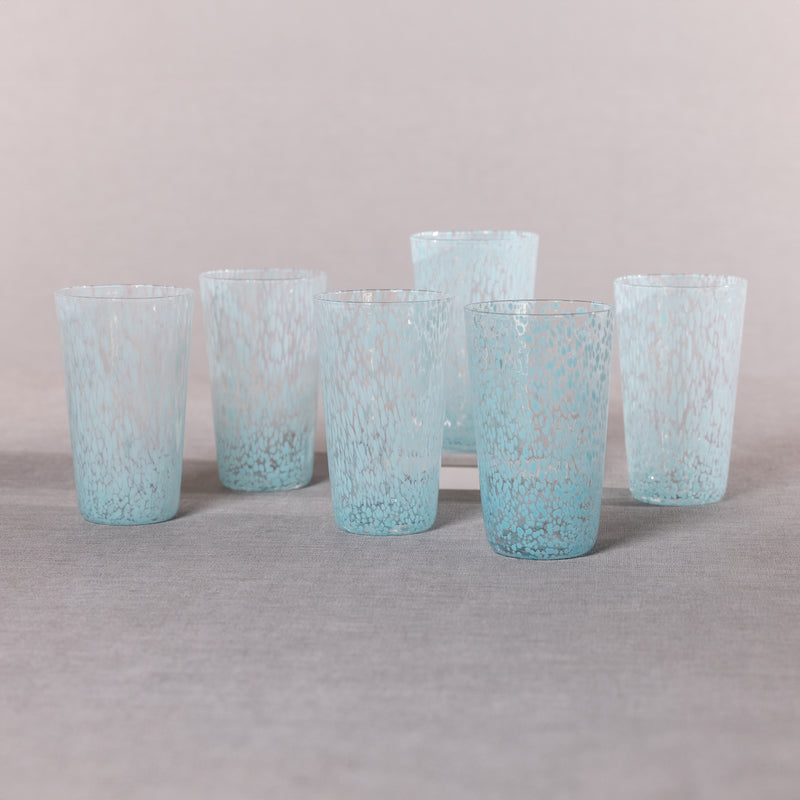 Zodax Willa Speckled Highball Glasses, Aqua, Set of 6