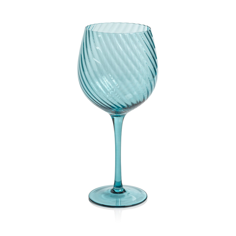 Zodax Sesto Optic Swirl Red Wine Glasses, Blue, Set of 4