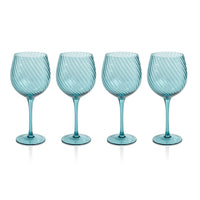Zodax Sesto Optic Swirl Red Wine Glasses, Blue, Set of 4