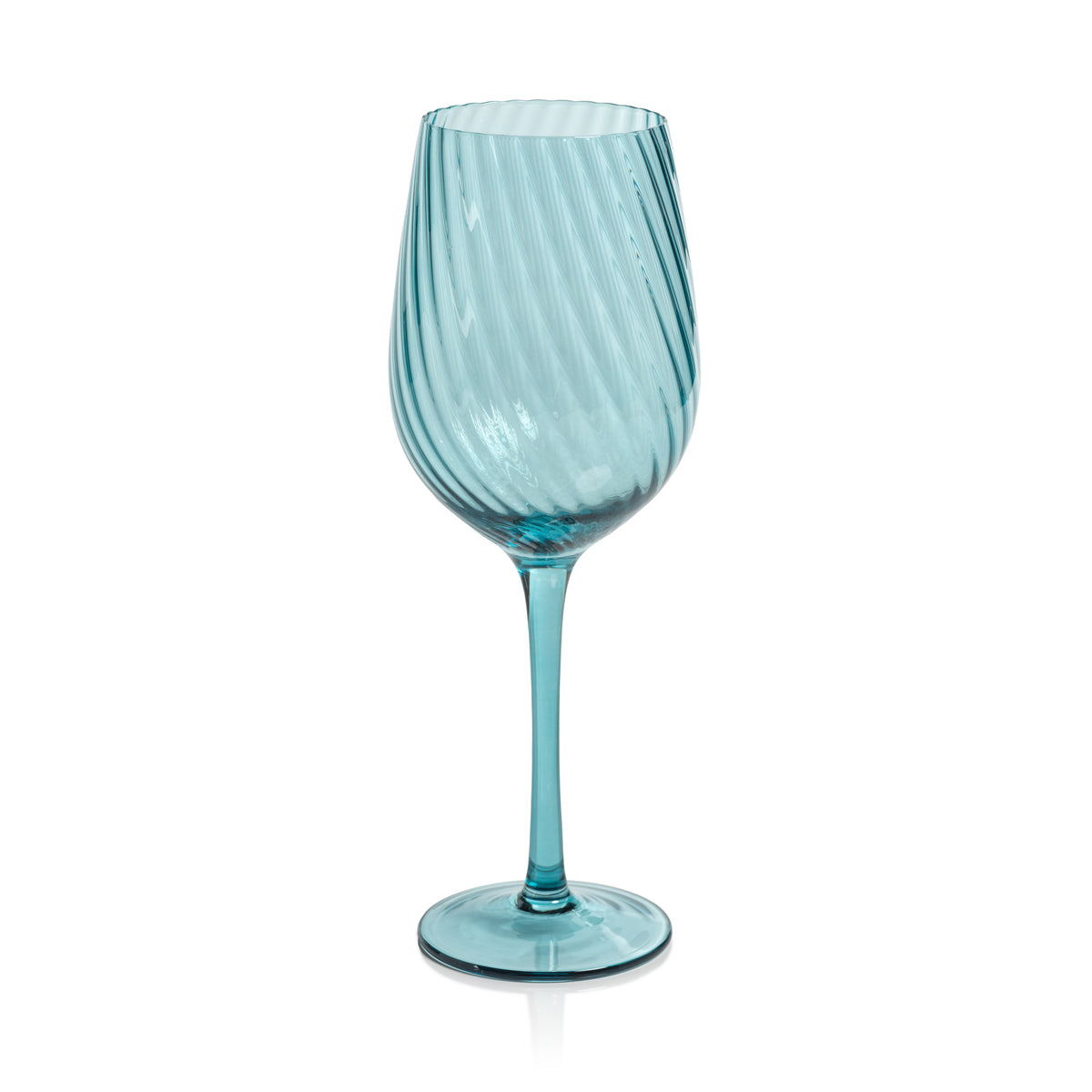 Zodax Sesto Optic Swirl White Wine Glasses, Blue, Set of 4