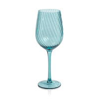Zodax Sesto Optic Swirl White Wine Glasses, Blue, Set of 4