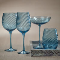Zodax Sesto Optic Swirl Cocktail Glasses, Blue, Set of 4
