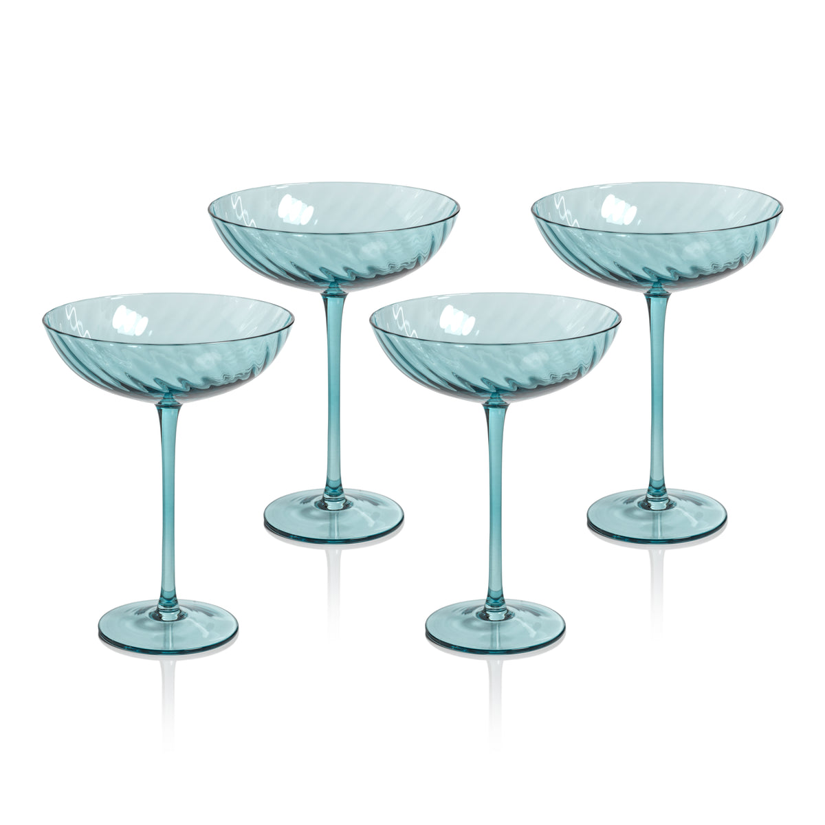 Zodax Sesto Optic Swirl Cocktail Glasses, Blue, Set of 4