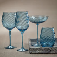 Zodax Sesto Optic Swirl Stemless Glasses, Blue, Set of 4