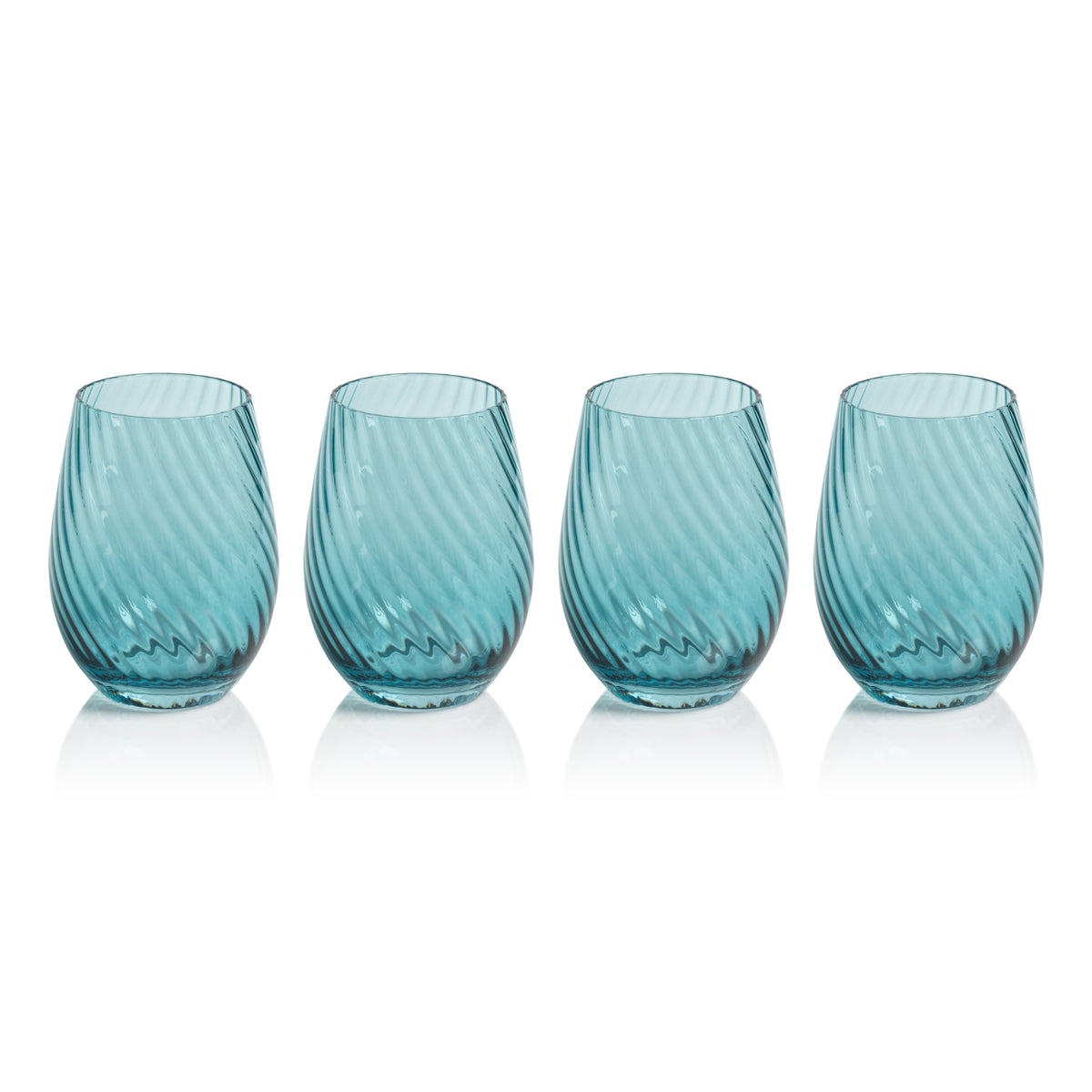 Zodax Sesto Optic Swirl Stemless Glasses, Blue, Set of 4
