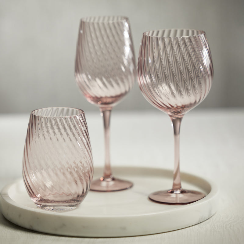 Zodax Sesto Optic Swirl Red Wine Glasses, Lilac, Set of 4