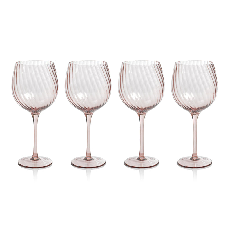 Zodax Sesto Optic Swirl Red Wine Glasses, Lilac, Set of 4