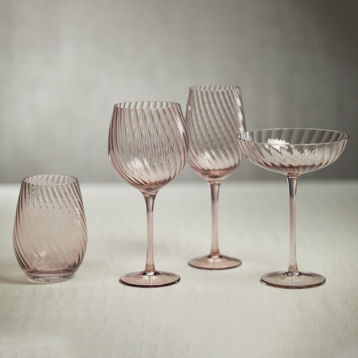 Zodax Sesto Optic Swirl White Wine Glasses, Lilac, Set of 4