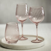 Zodax Sesto Optic Swirl White Wine Glasses, Lilac, Set of 4