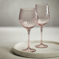 Zodax Sesto Optic Swirl White Wine Glasses, Lilac, Set of 4