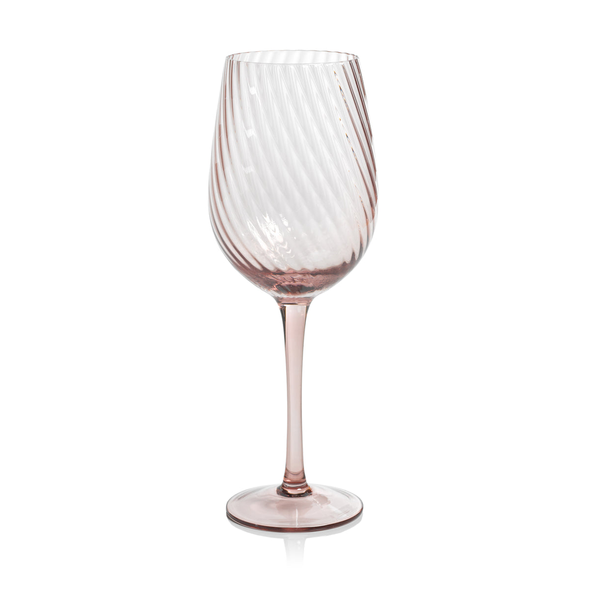 Zodax Sesto Optic Swirl White Wine Glasses, Lilac, Set of 4