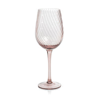 Zodax Sesto Optic Swirl White Wine Glasses, Lilac, Set of 4