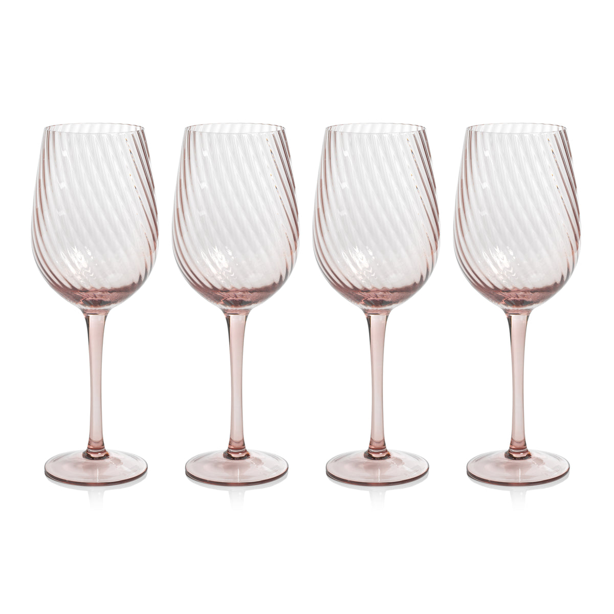Zodax Sesto Optic Swirl White Wine Glasses, Lilac, Set of 4