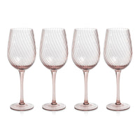 Zodax Sesto Optic Swirl White Wine Glasses, Lilac, Set of 4