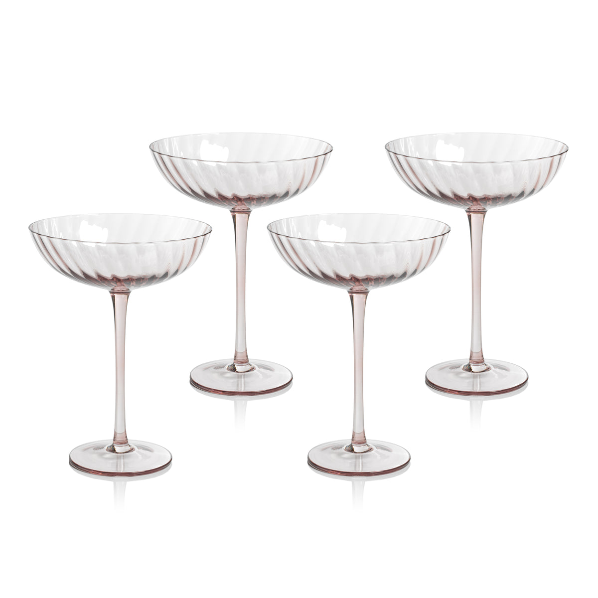 Zodax Sesto Optic Swirl Cocktail Glasses, Lilac, Set of 4
