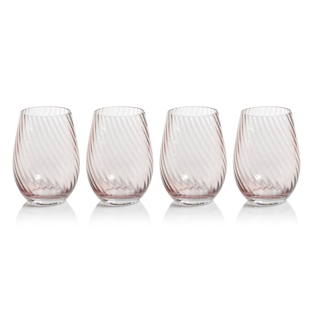Zodax Sesto Optic Swirl Stemless Glasses, Lilac, Set of 4