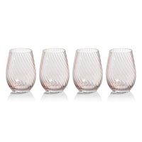 Zodax Sesto Optic Swirl Stemless Glasses, Lilac, Set of 4