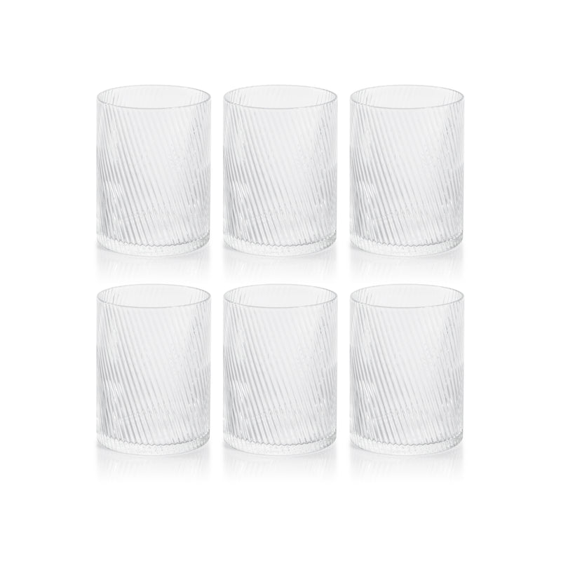 Zodax Chadwell Rippled Rock Glasses, Set of 6