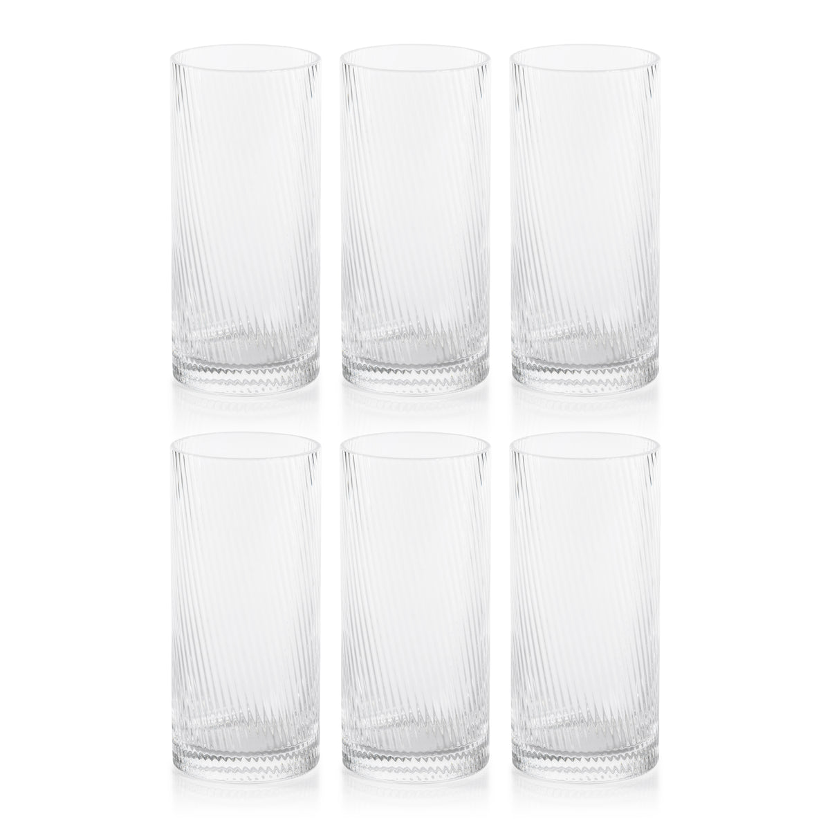 Zodax Chadwell Rippled Highball Glasses, Set of 6