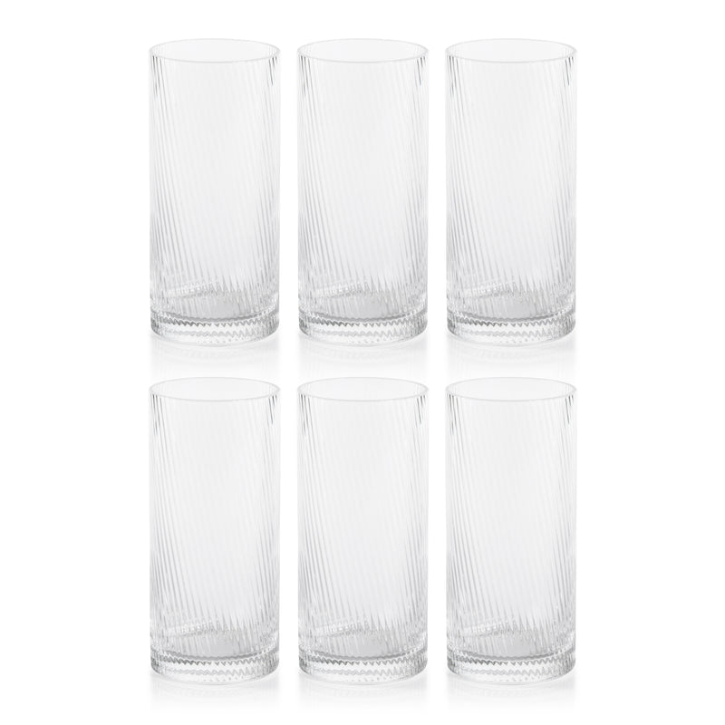 Zodax Chadwell Rippled Highball Glasses, Set of 6