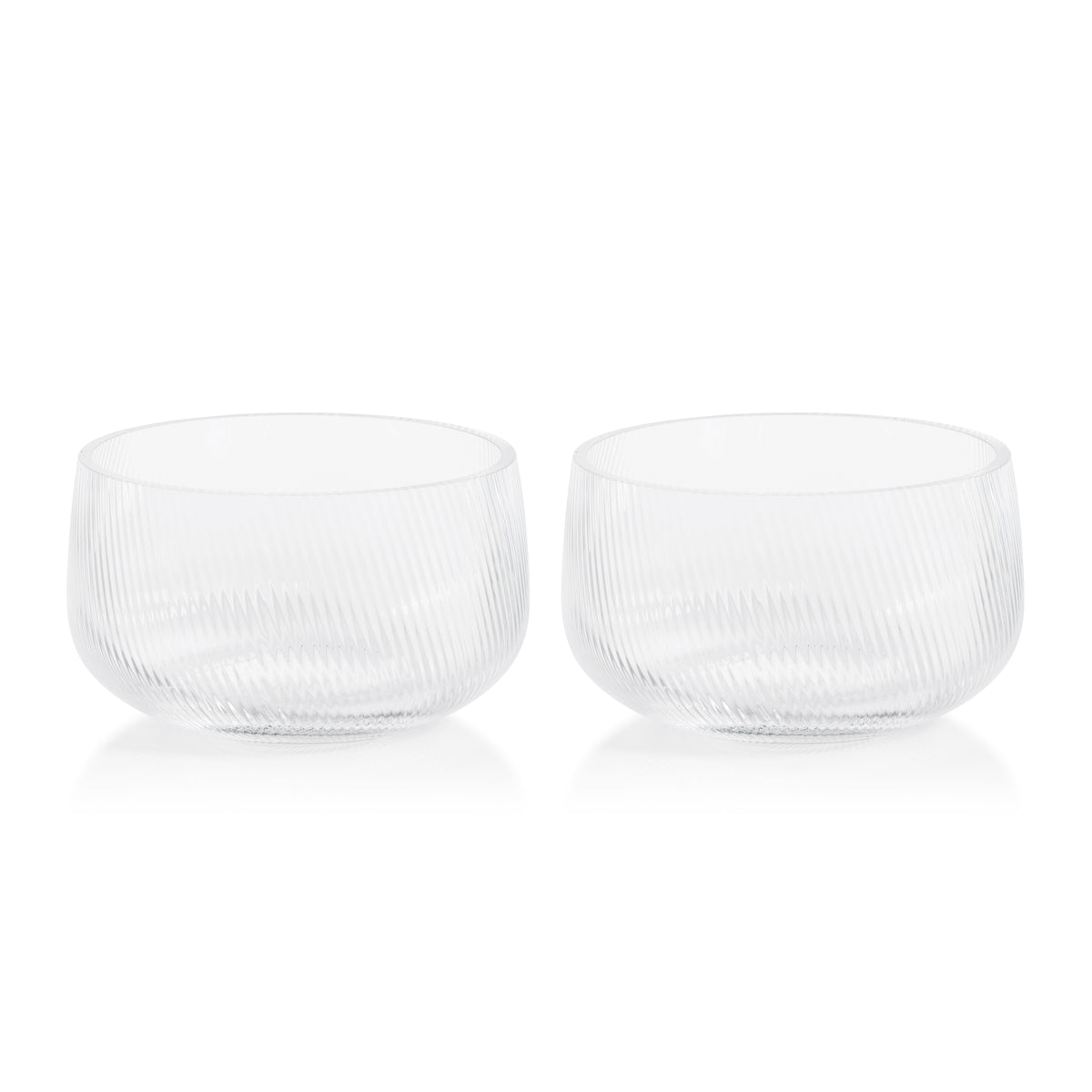 Zodax Chadwell 6.25" Rippled Glass Bowls, Set of 2
