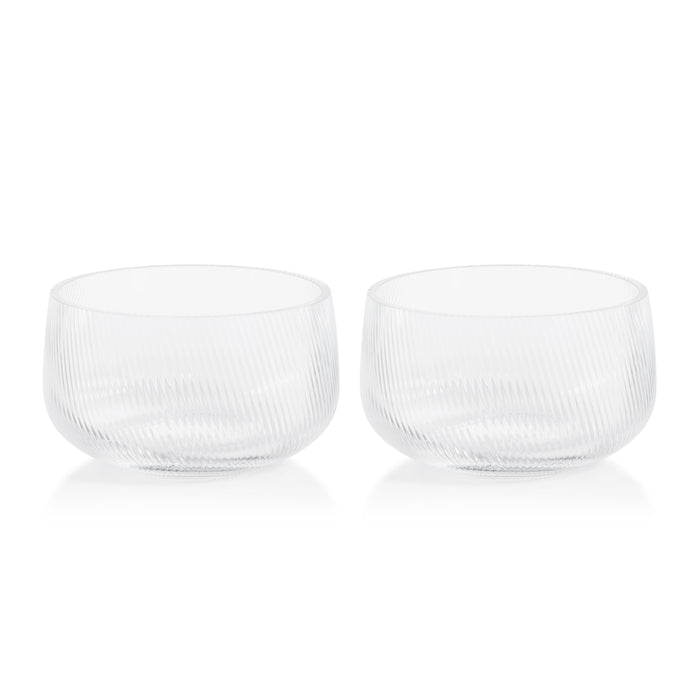 Zodax Chadwell 6.25" Rippled Glass Bowls, Set of 2