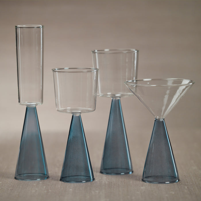 Zodax Viterbo Wine Red Wine Glasses, Blue, Set of 4