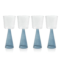 Zodax Viterbo Wine Red Wine Glasses, Blue, Set of 4