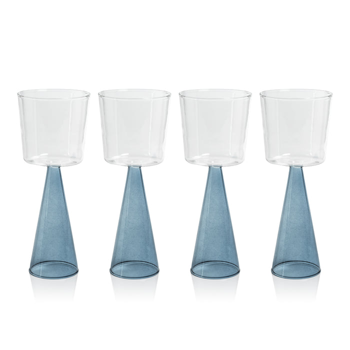 Zodax Viterbo Wine Red Wine Glasses, Blue, Set of 4