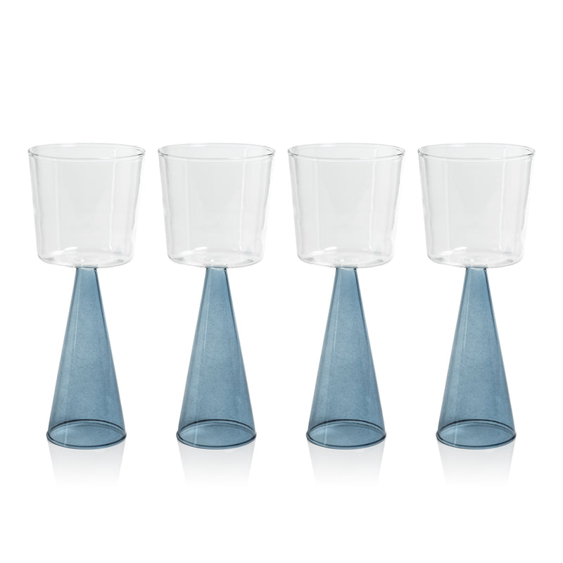 Zodax Viterbo Wine Red Wine Glasses, Blue, Set of 4