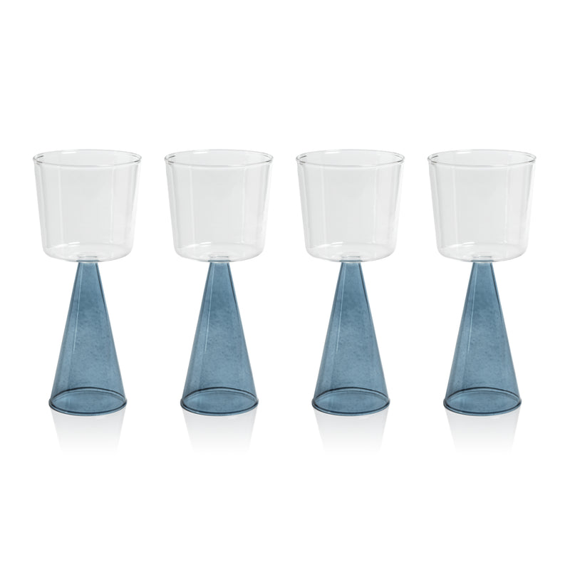 Zodax Viterbo Wine White Wine Glasses, Blue, Set of 4
