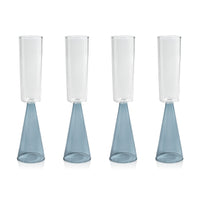 Zodax Viterbo Champagne Flutes, Blue, Set of 4