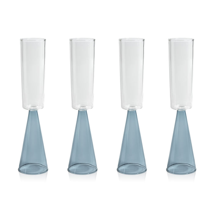 Zodax Viterbo Champagne Flutes, Blue, Set of 4