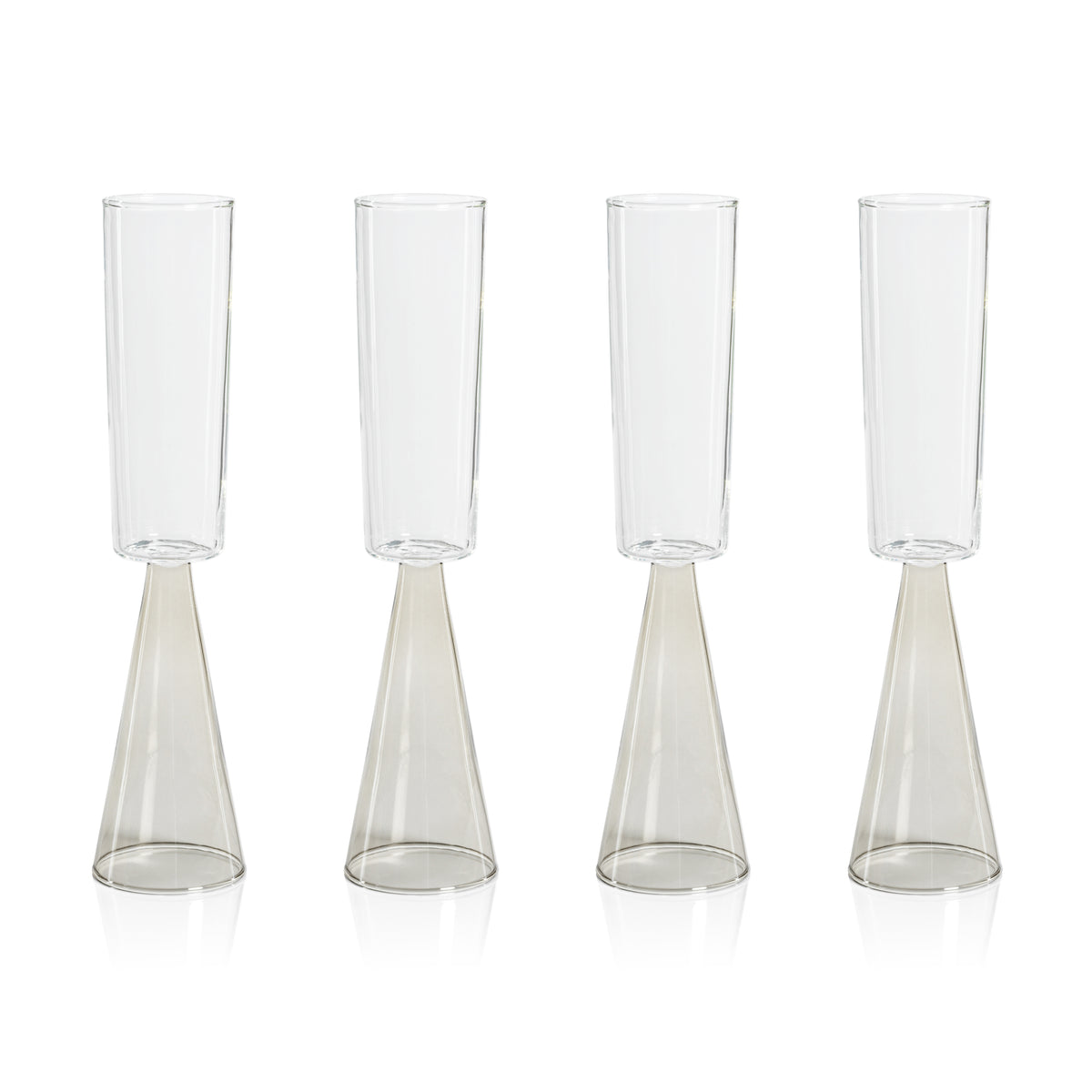 Zodax Viterbo Champagne Flutes, Smoke, Set of 4