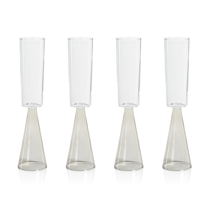 Zodax Viterbo Champagne Flutes, Smoke, Set of 4