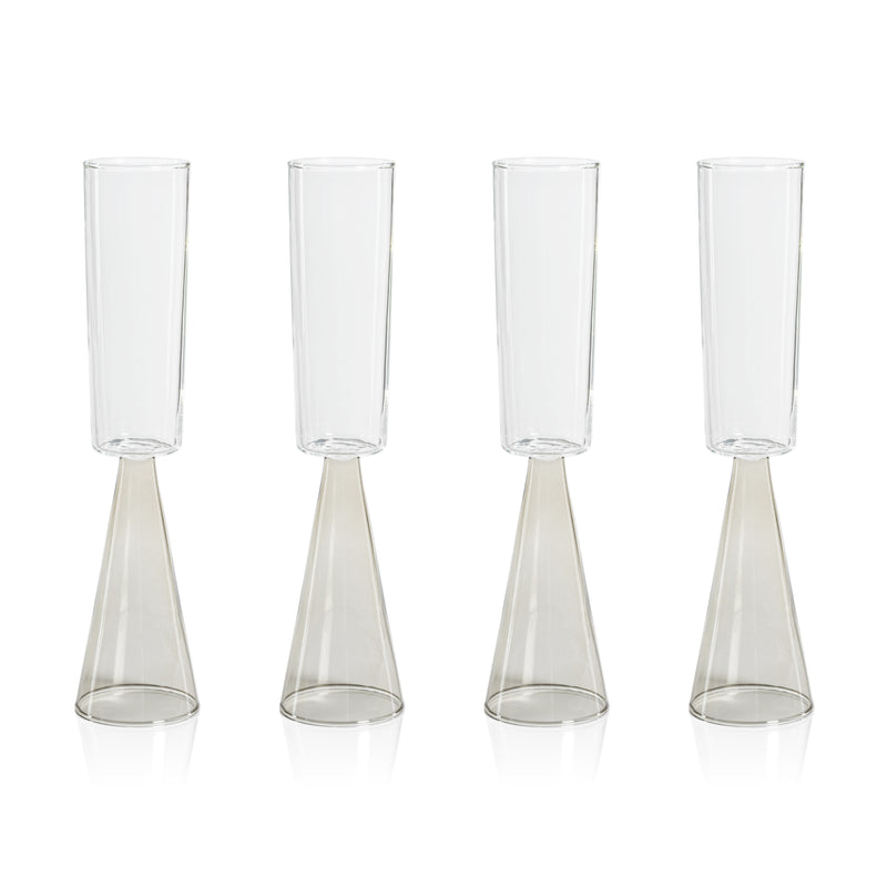 Zodax Viterbo Champagne Flutes, Smoke, Set of 4