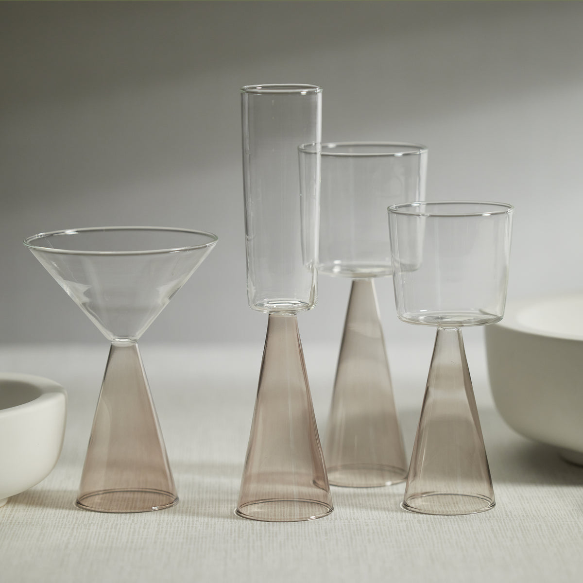 Zodax Viterbo Martini Glasses, Smoke, Set of 4