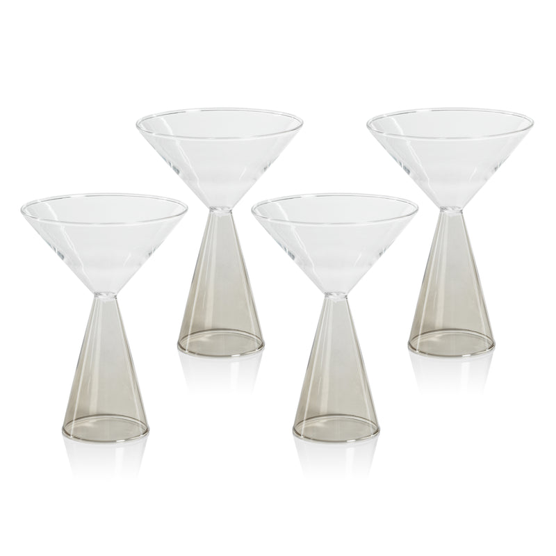 Zodax Viterbo Martini Glasses, Smoke, Set of 4
