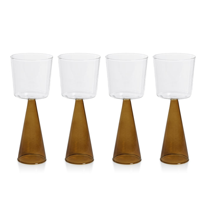 Zodax Viterbo Wine Red Wine Glasses, Amber, Set of 4