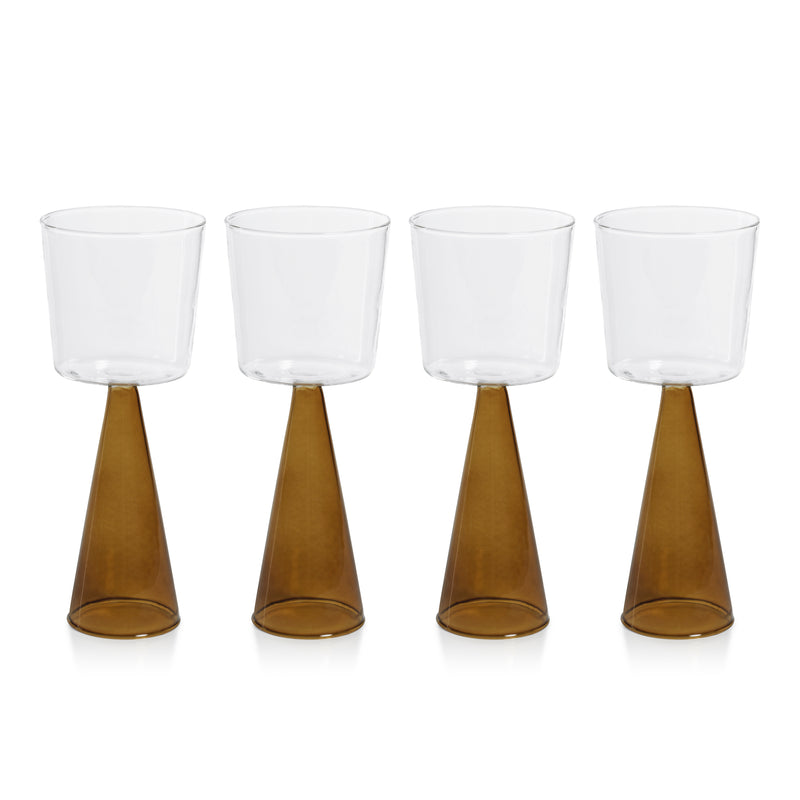 Zodax Viterbo Wine Red Wine Glasses, Amber, Set of 4