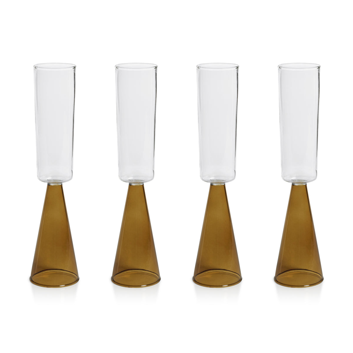 Zodax Viterbo Champagne Flutes, Amber, Set of 4
