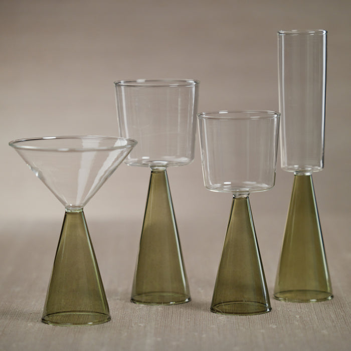 Zodax Viterbo Wine Red Wine Glasses, Green, Set of 4