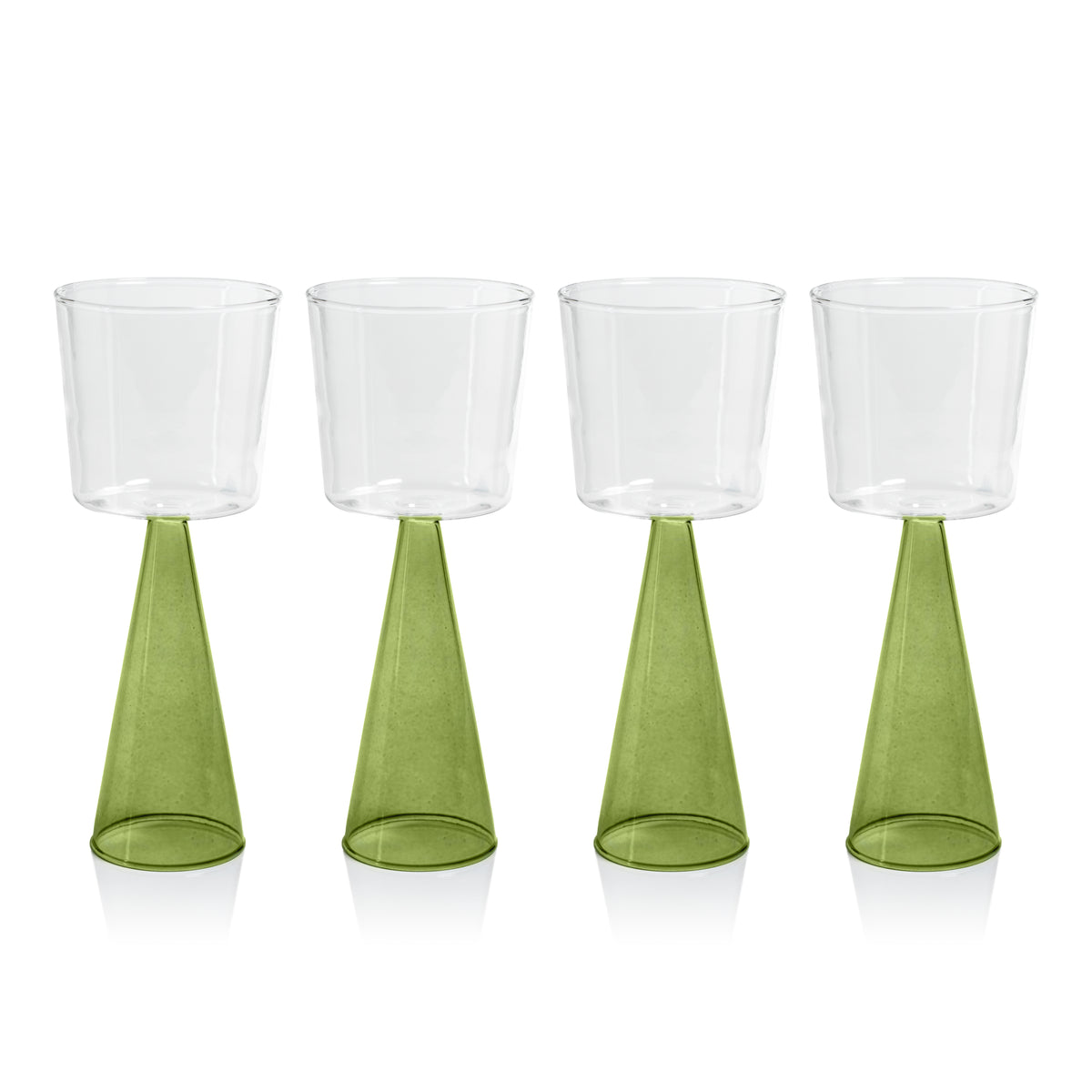 Zodax Viterbo Wine Red Wine Glasses, Green, Set of 4