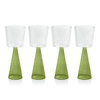 Zodax Viterbo Wine Red Wine Glasses, Green, Set of 4