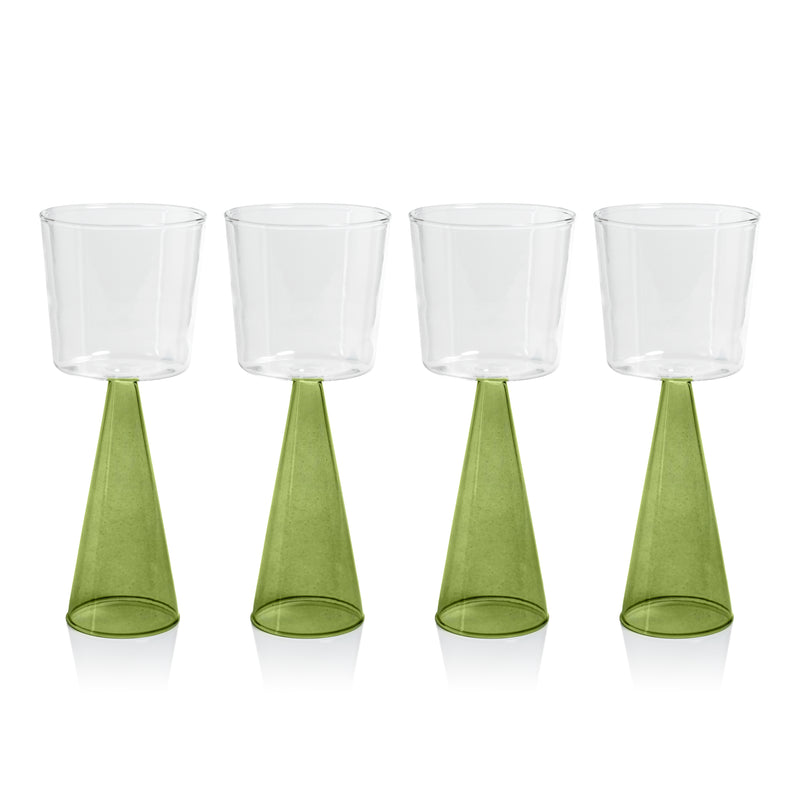 Zodax Viterbo Wine Red Wine Glasses, Green, Set of 4