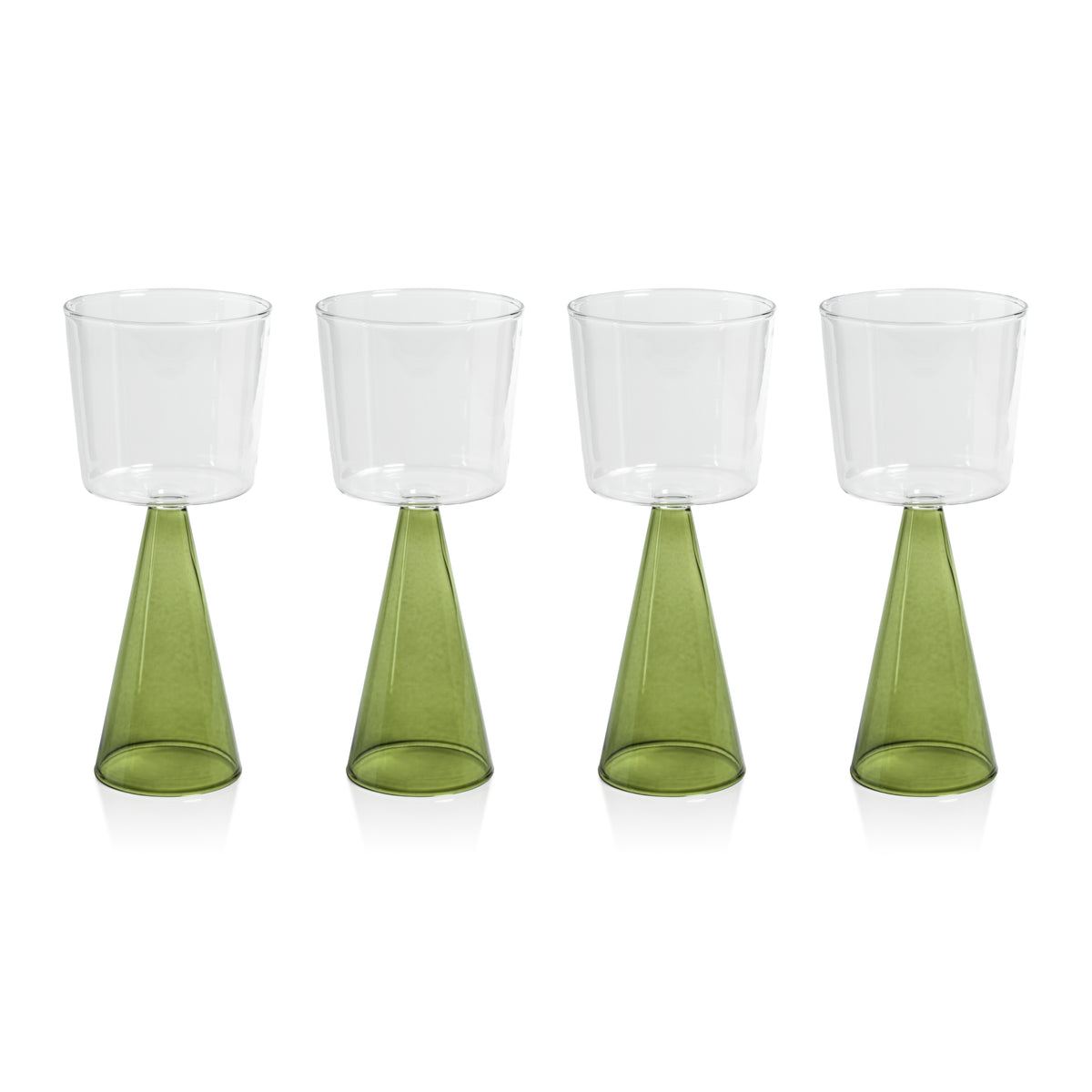 Zodax Viterbo Wine White Wine Glasses, Green, Set of 4