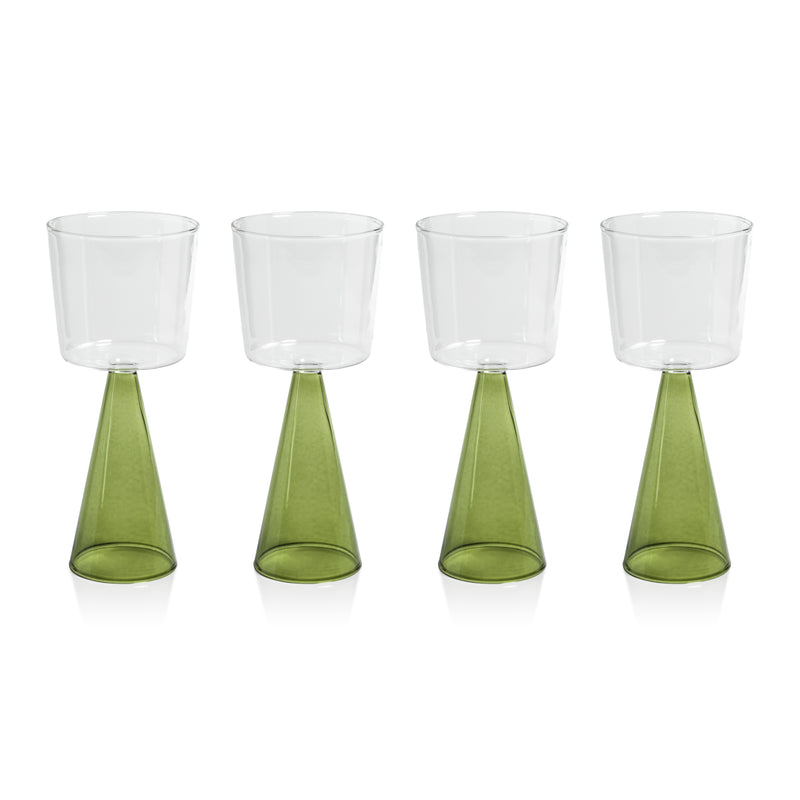 Zodax Viterbo Wine White Wine Glasses, Green, Set of 4